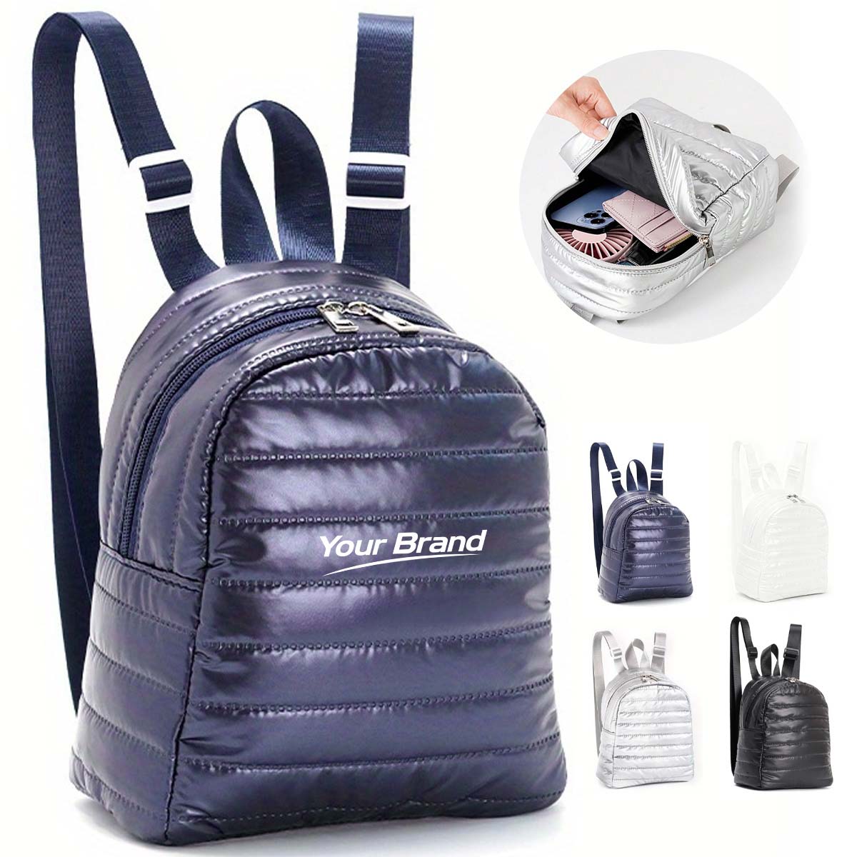 Trendy Quilted Puffer Backpack Down Style Daypack
