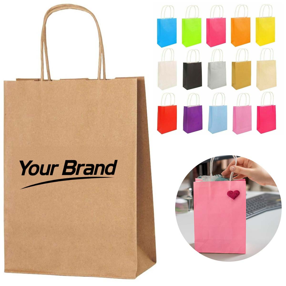 Premium Red Kraft Paper Gift Bag With Twisted Handles
