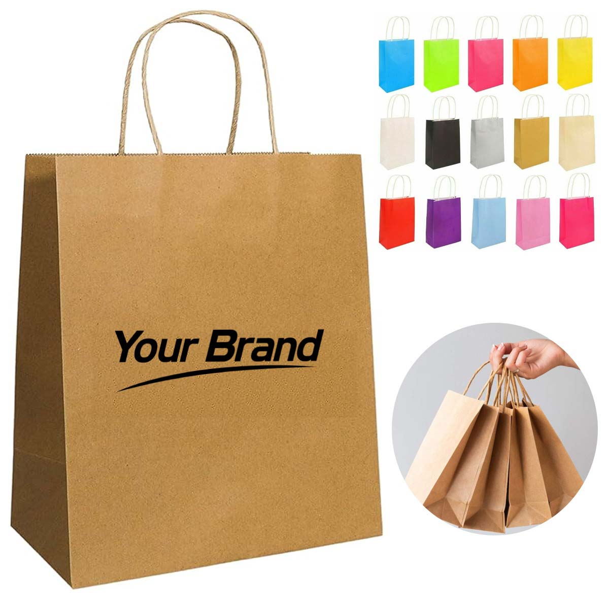 Kraft Paper Shopping Bag With Natural Twisted Handles