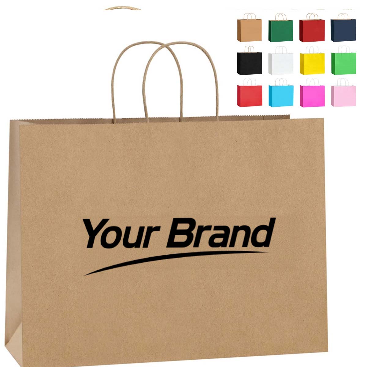 Classic White Landscape Kraft Paper Shopping Bag