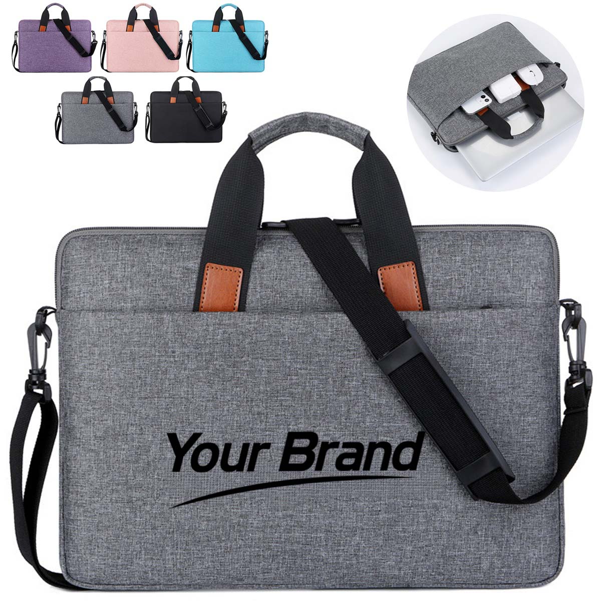 15.6 Inch Slim Water-Resistant Laptop Briefcase Shoulder Bag