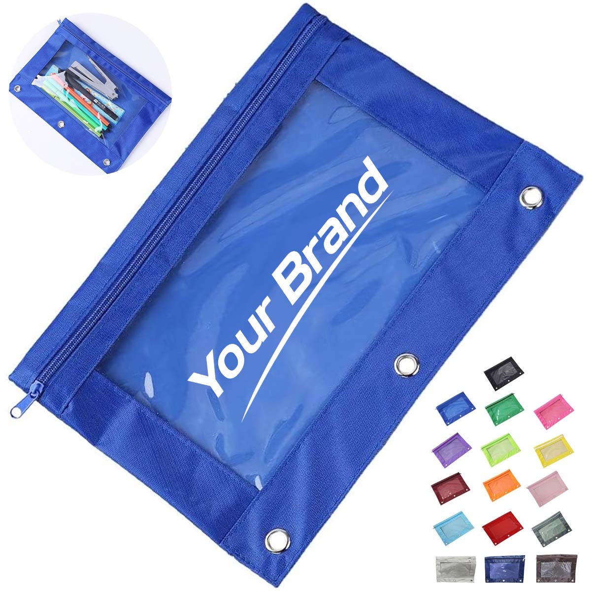 Mesh PVC Document Zipper Pouch Stationery Storage Bag