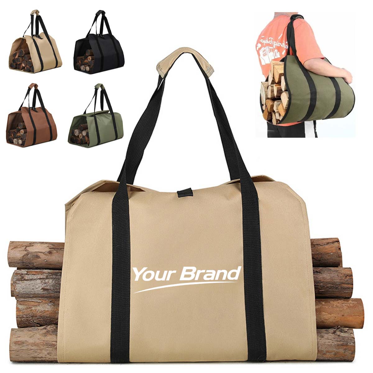 Heavy Duty Oxford Firewood Log Carrier Tote Bag