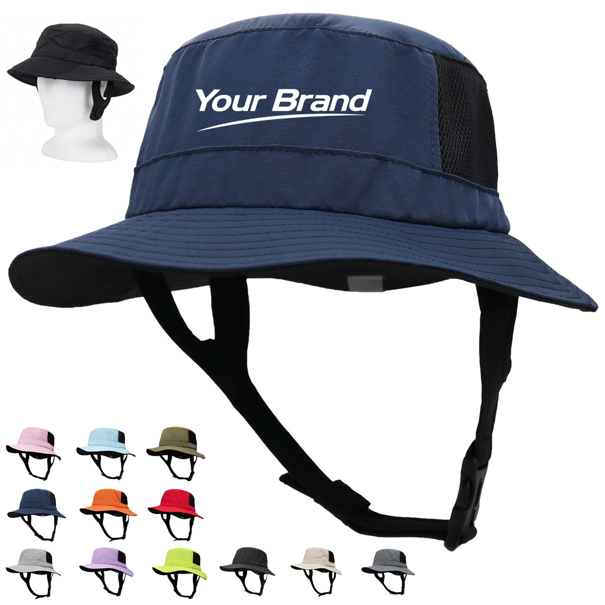 Outdoor Sun Protection Hat with Mesh and Chin Strap