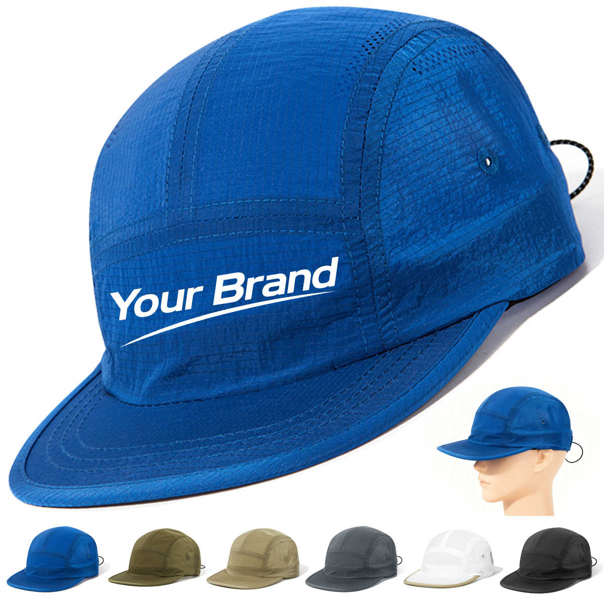 Quick-Dry Five Panel Sun Cap with Custom Logo