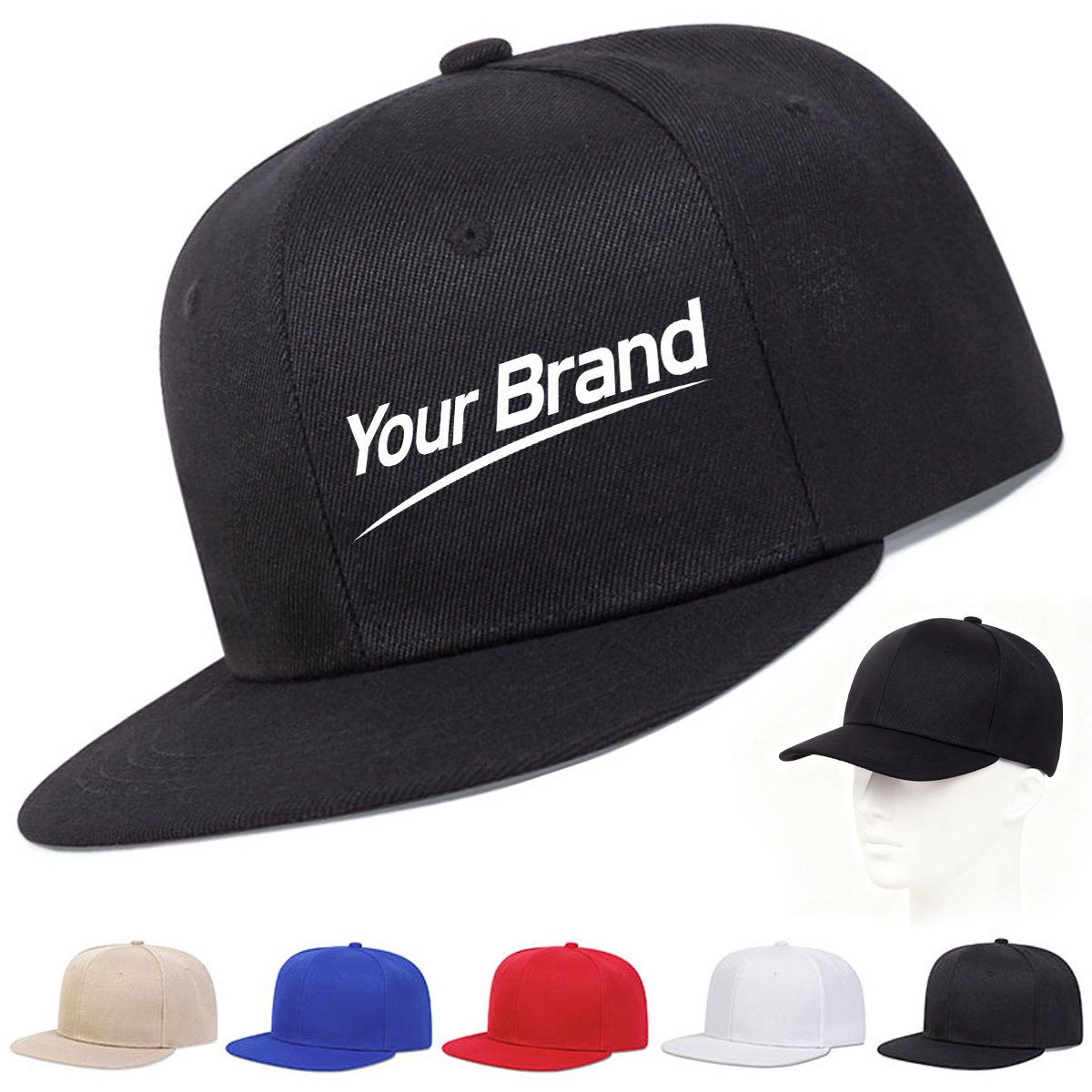 Flat Brim Snapback Baseball Cap with Custom Logo