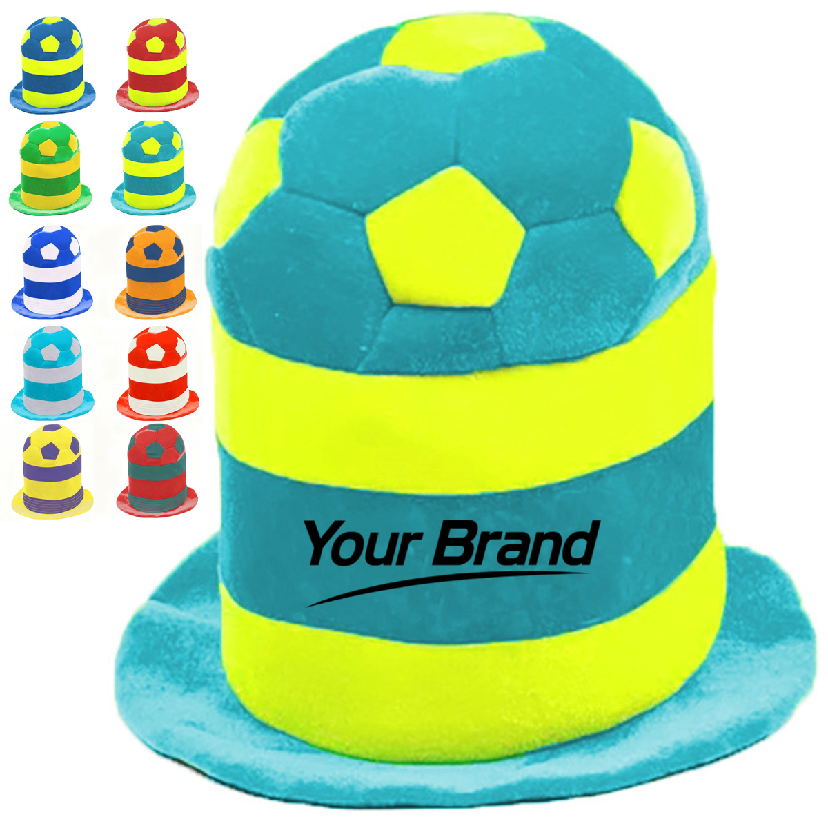 Plush Soccer Stripe Party Top Hat