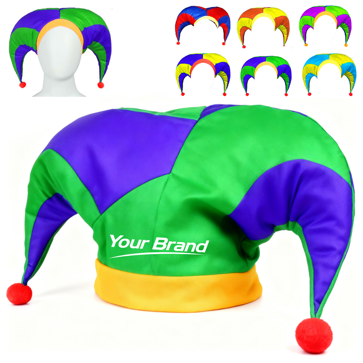 Colorful Plush Jester Party Costume Hat