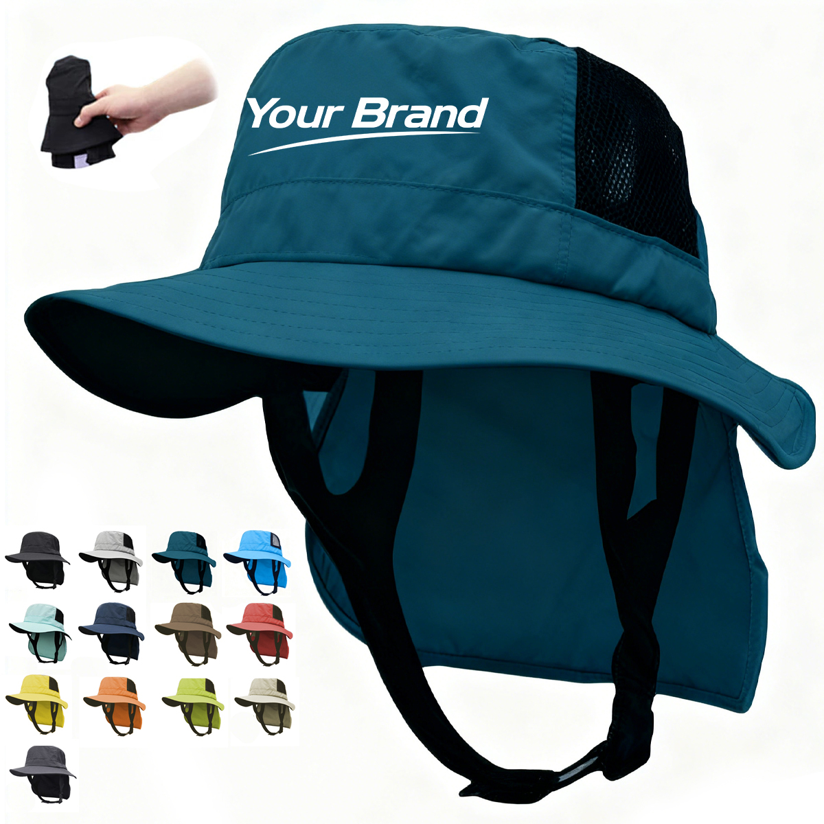 Outdoor Sun Protection Hat Neck Flap Breathable Mesh