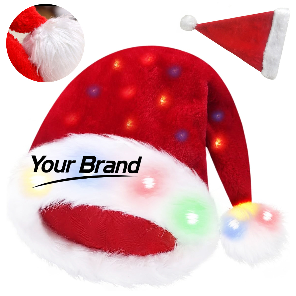 Light Up Plush Christmas Santa Holiday Hat