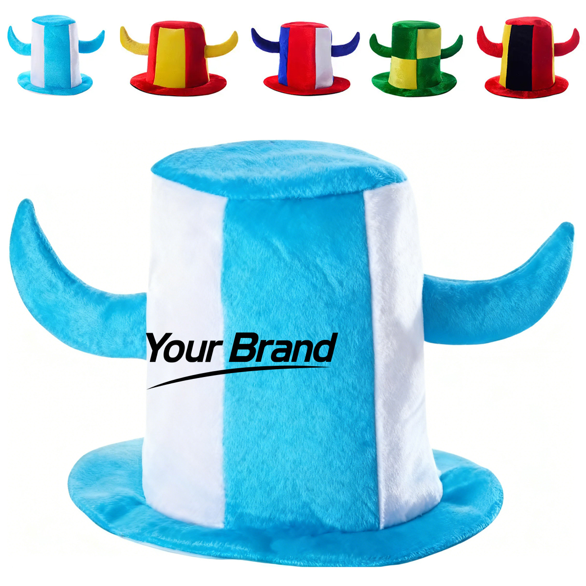 Plush Viking Horn Novelty Party Fan Hat