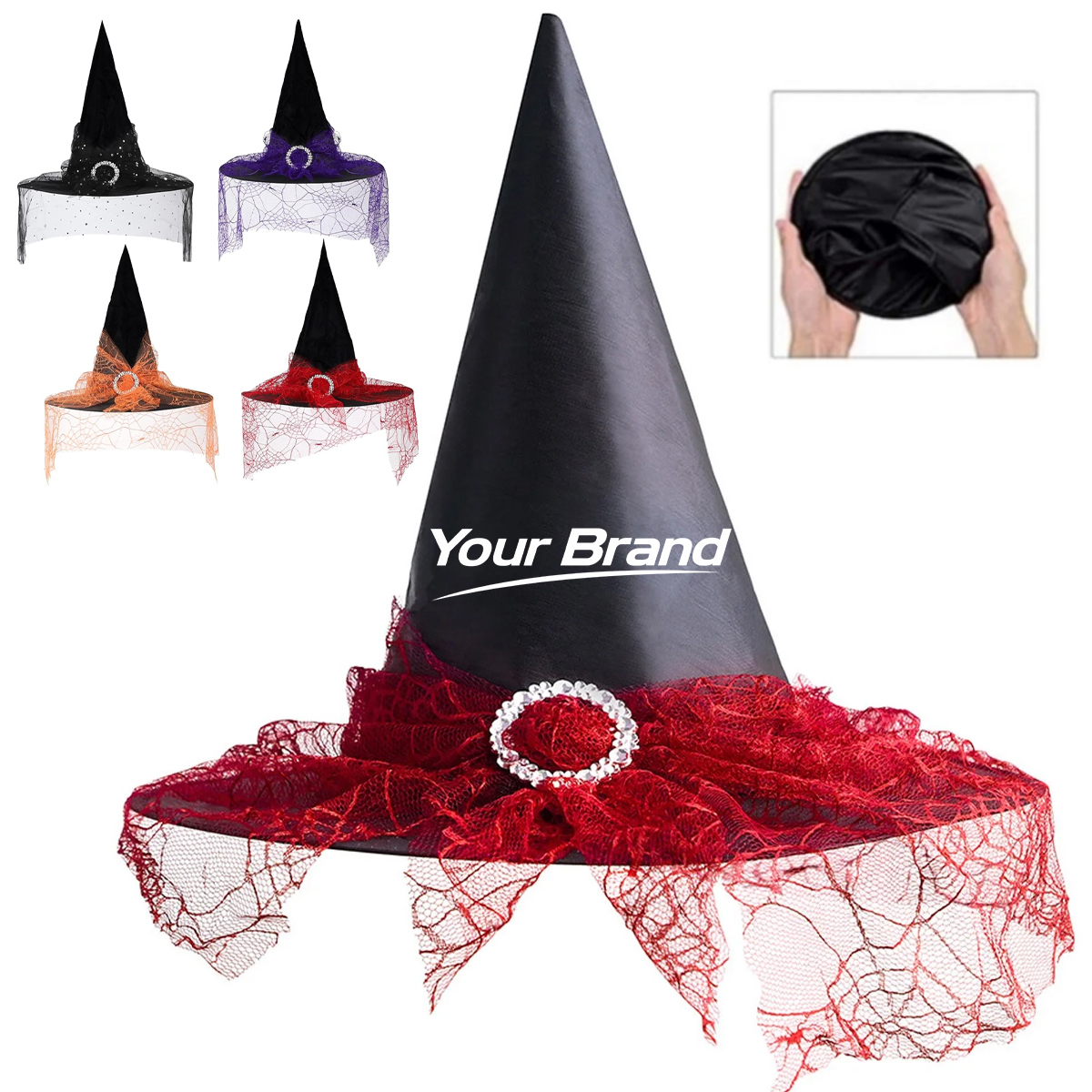 Foldable Witch Hat Halloween Costume Party Accessory