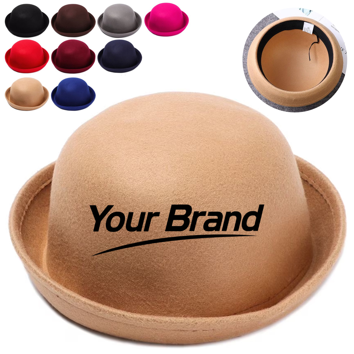 Title:
Classic Rolled Brim Felt Hat Fashionable Unisex