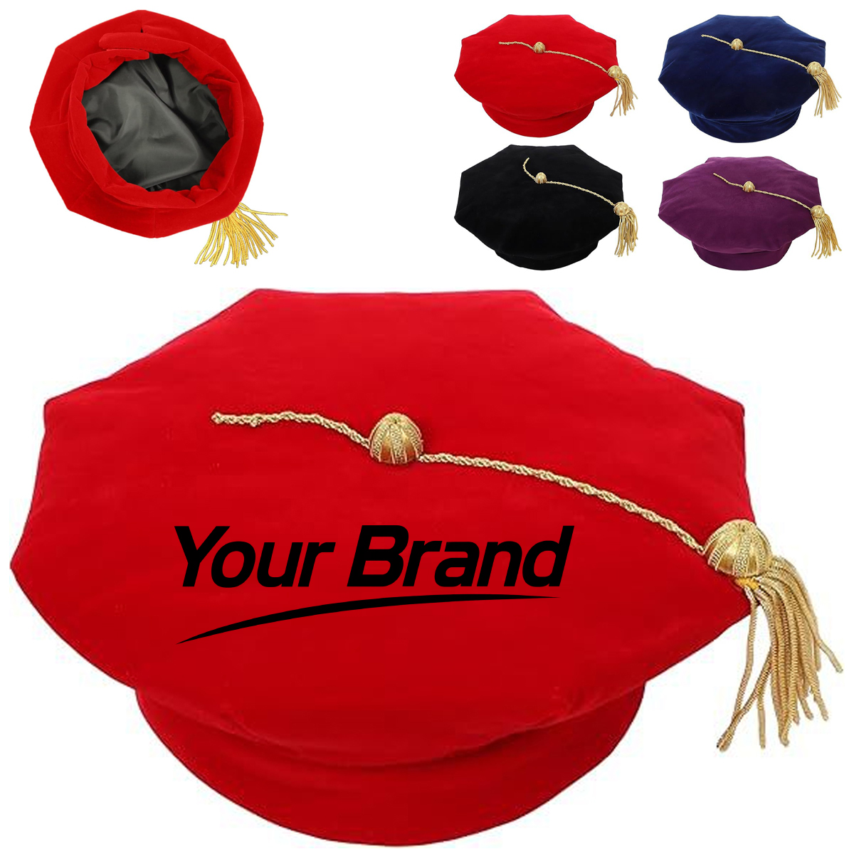Velvet Graduation Cap With Tassel Party Hat