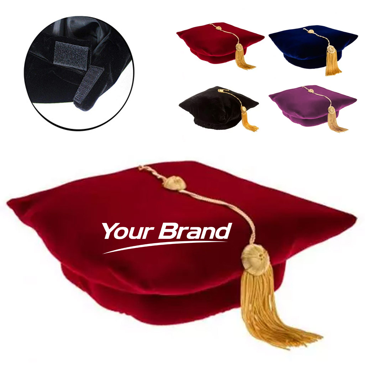 Adjustable Velvet Graduation Cap With Tassel