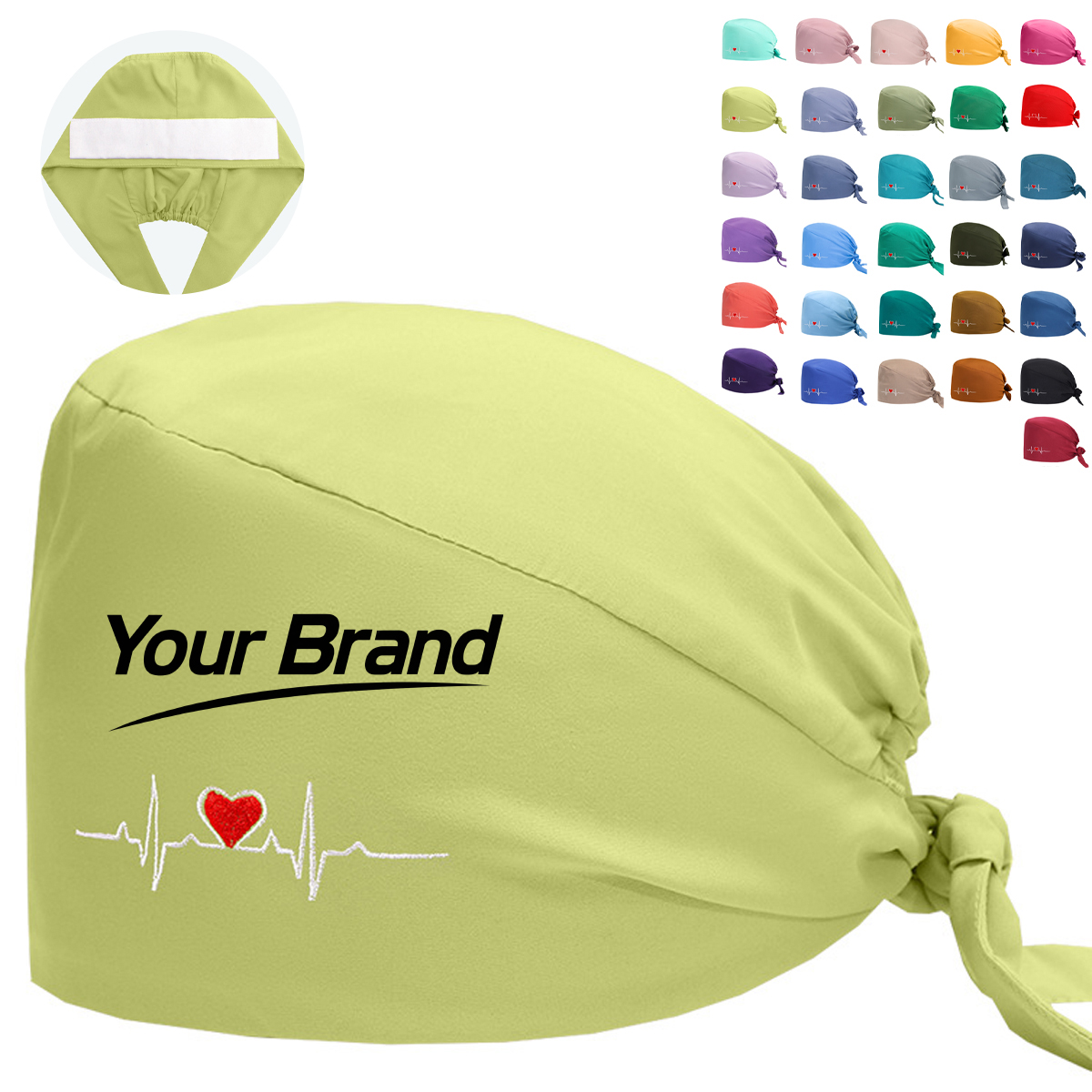 Adjustable Surgical Scrub Cap With Heartbeat Design