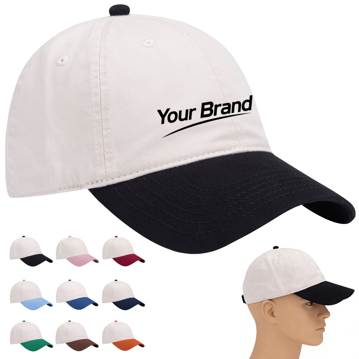 Adjustable Two Tone Baseball Cap For Outdoor Casual Wear