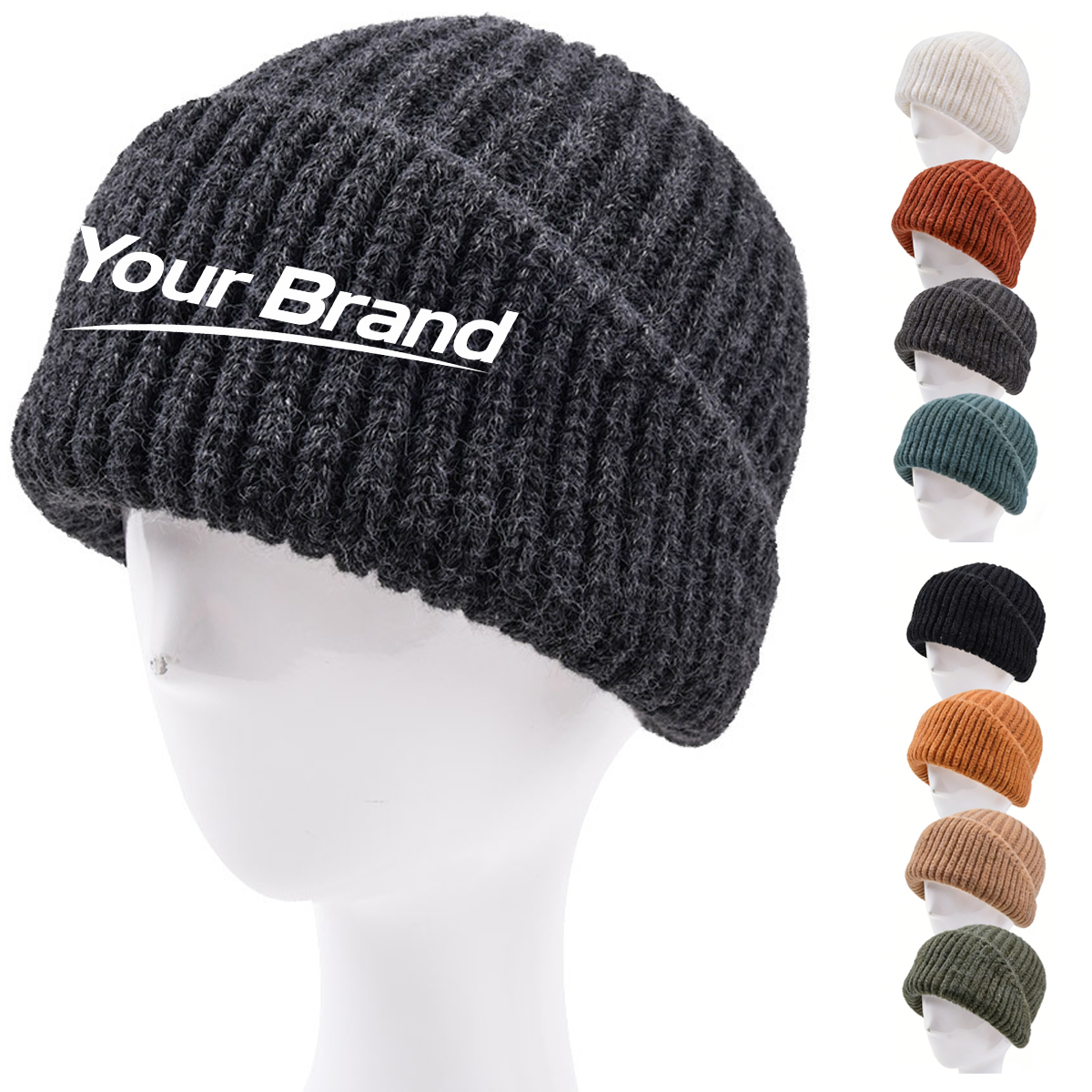 Warm Knitted Winter Beanie Hat Soft Acrylic Knit Cap