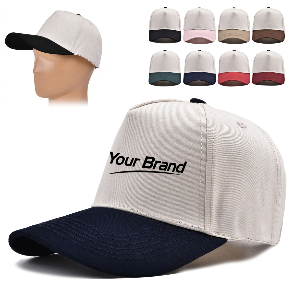 Two Tone Adjustable Baseball Cap For Casual Outdoor Wear