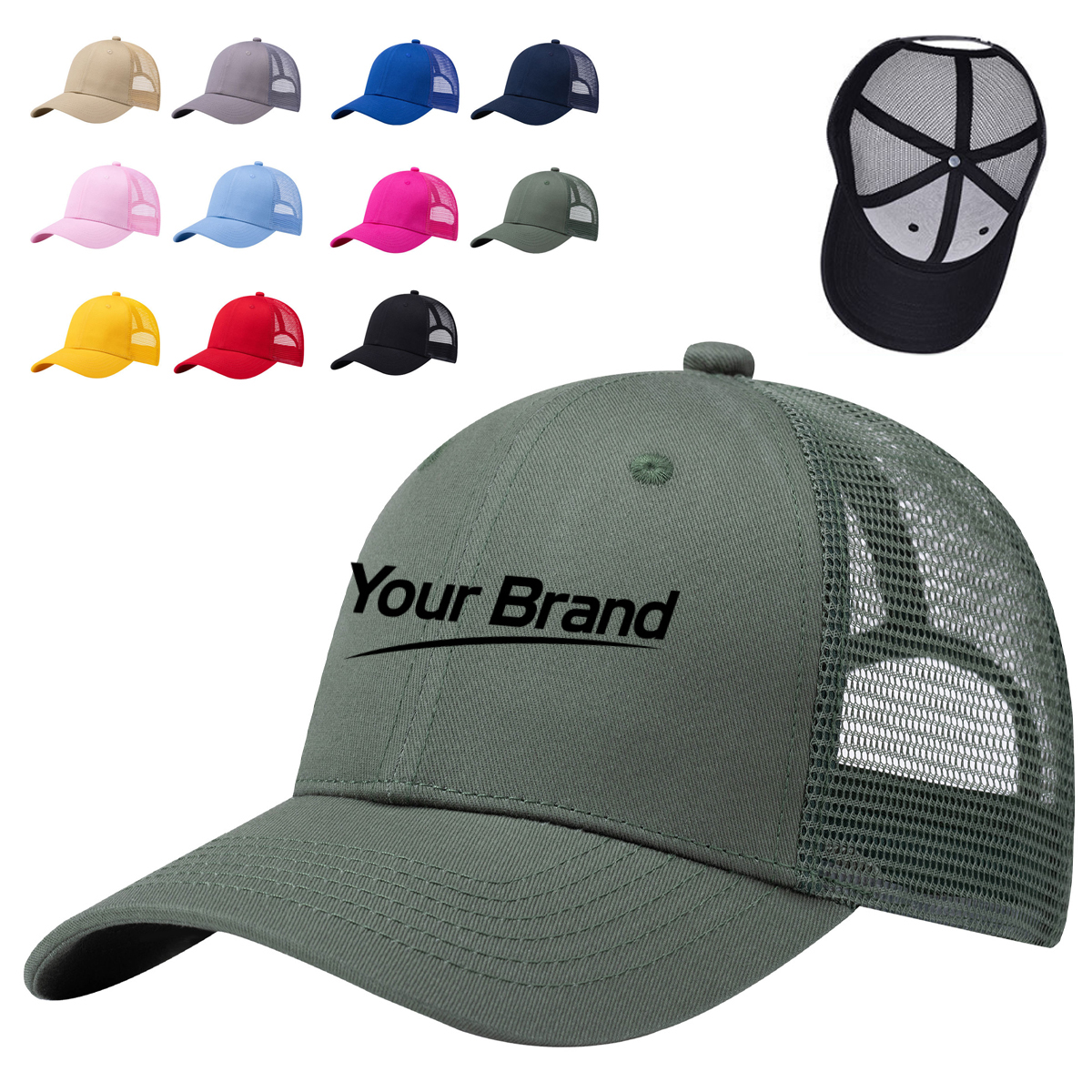Mesh Back Adjustable Baseball Cap For Outdoor Casual Wear
