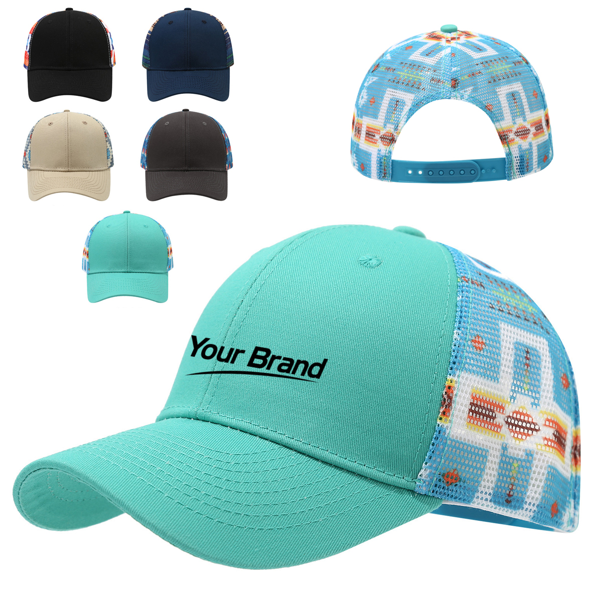 Mesh Pattern Adjustable Baseball Cap For Casual Outdoor Wear