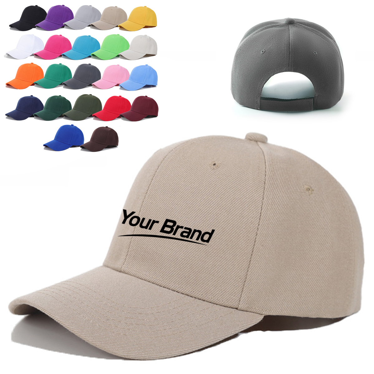Classic Adjustable Beige Baseball Cap For Outdoor Casual