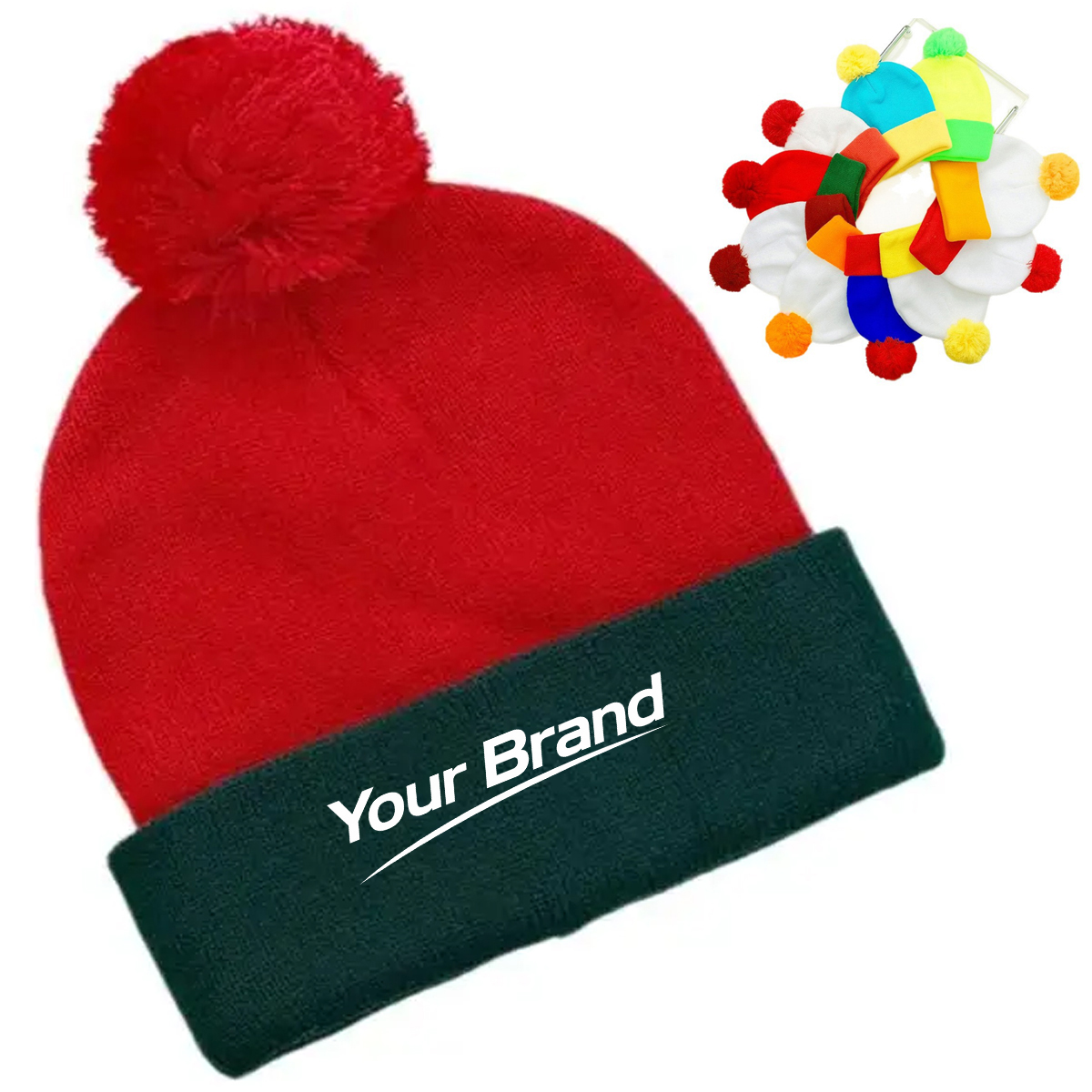 Winter Knit Beanie With Pom-Pom Cozy Warm Hat