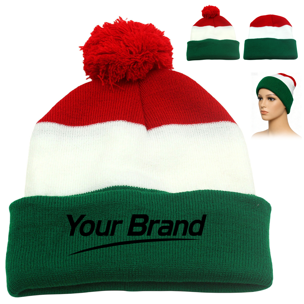 Winter Pom-Pom Beanie Knit Hat Warm Cozy