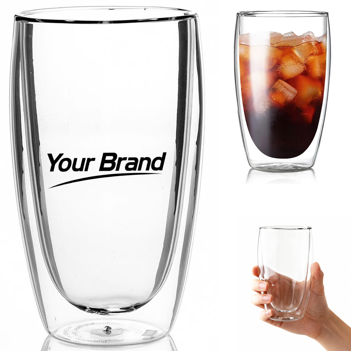 15 oz. Double Wall Glass Tumbler with Custom Logo