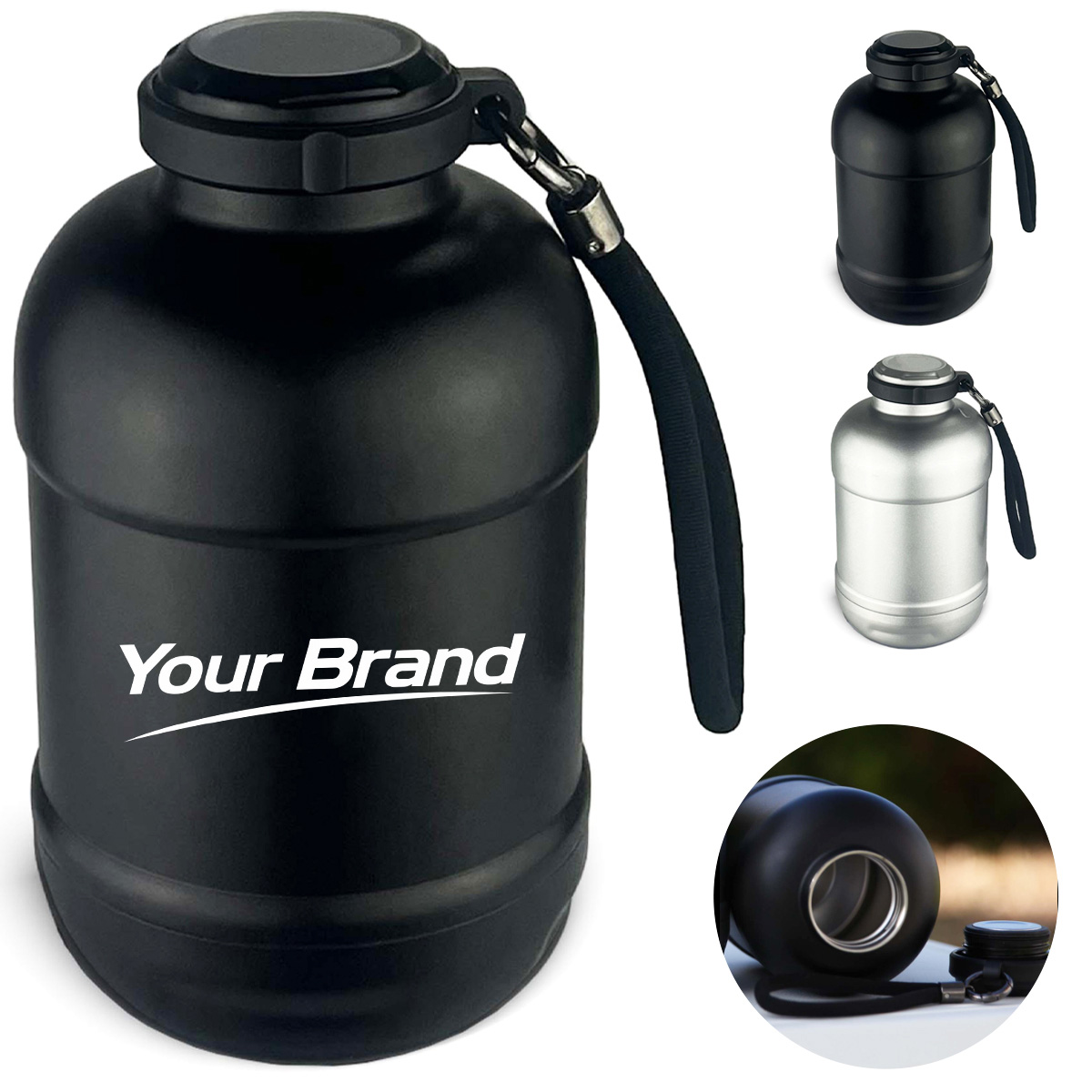 23 oz. Stainless Steel Vacuum Insulated Flask with Strap