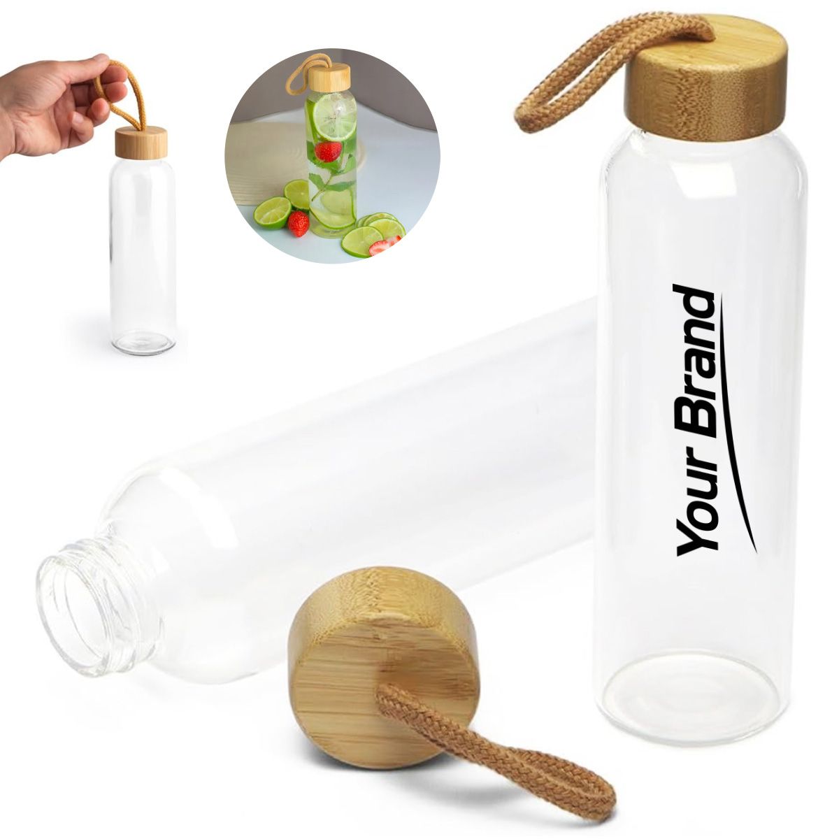 19 oz. RPET Recycled Water Bottle with Bamboo Lid