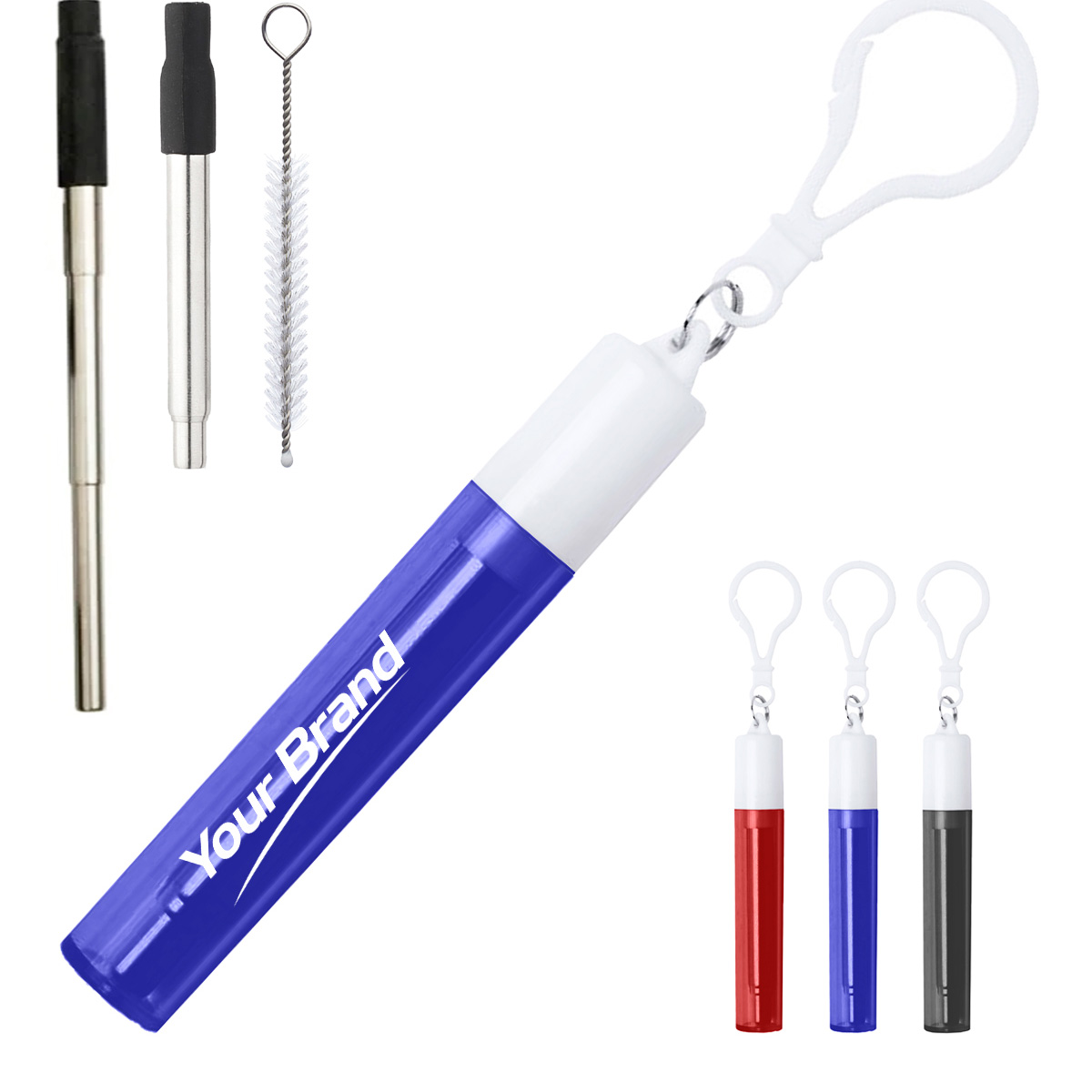 Reusable Stainless Steel Straw Set with Keychain Case