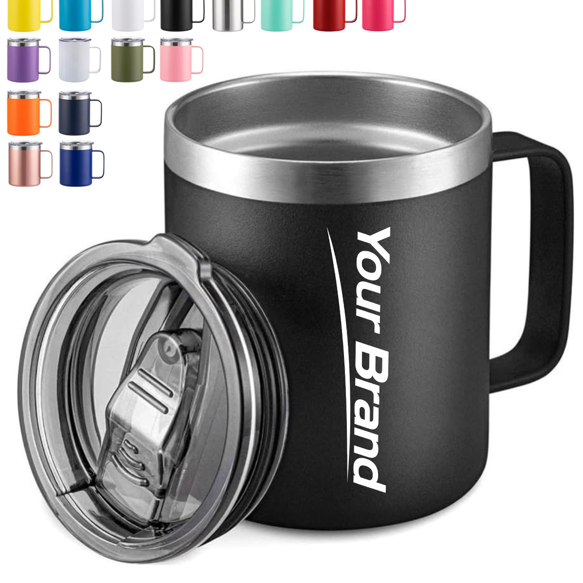 15 oz. Stainless Steel Vacuum Mug with Handle & Lid
