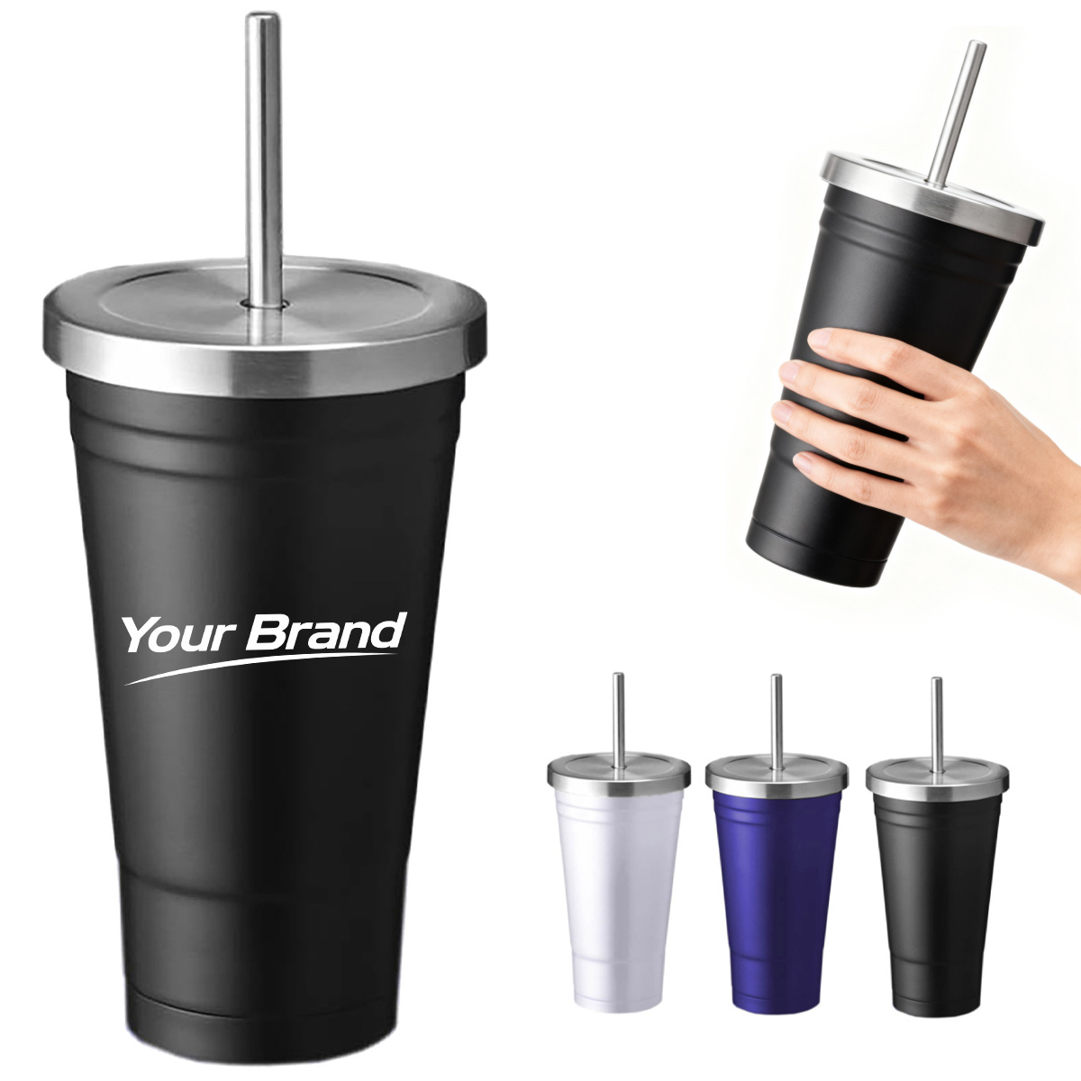 17 oz. Stainless Steel Tumbler with Straw & Lid