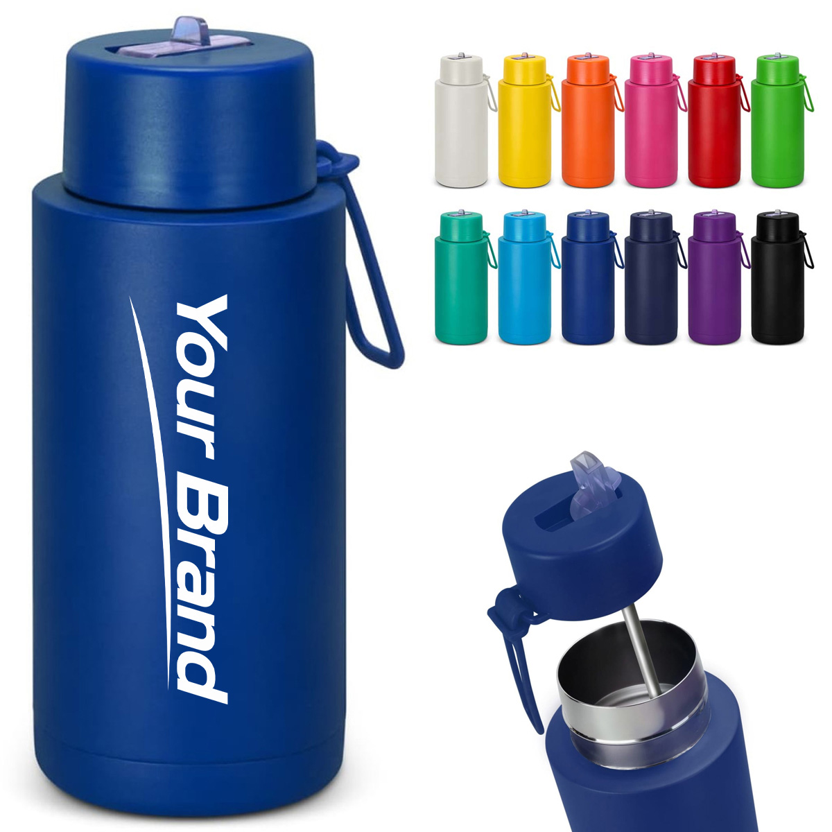 34 oz. Stainless Steel Bottle with Straw Lid and Handle