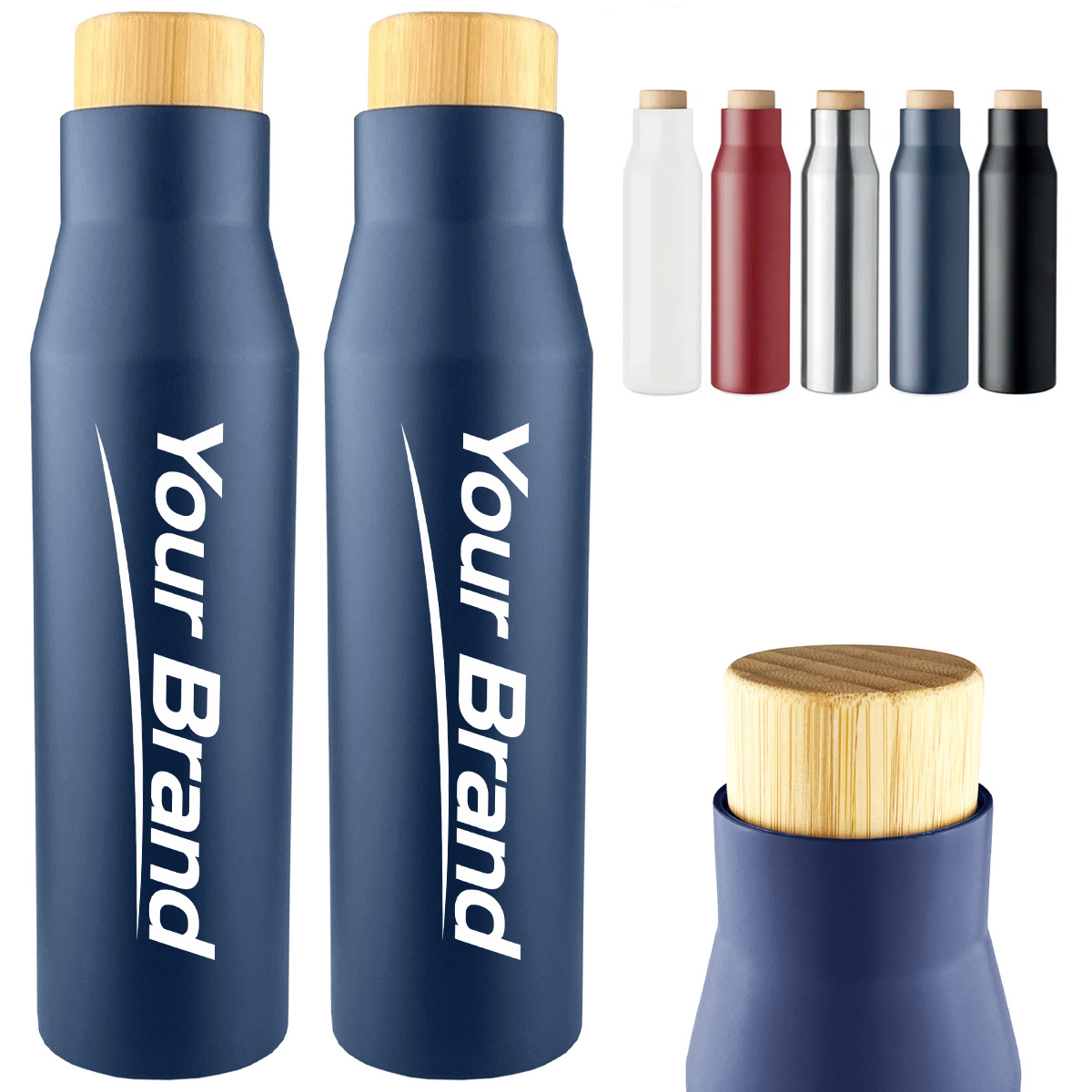 20 oz. Stainless Steel Bottle with Bamboo Lid