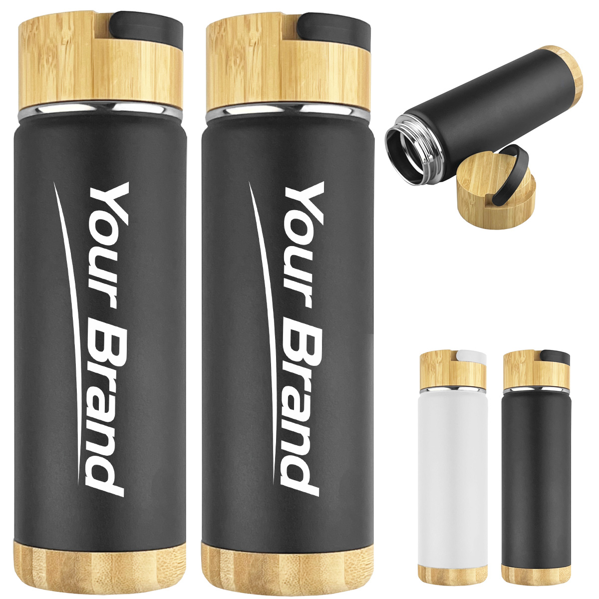 14 oz. Bamboo Lid & Base Stainless Steel Insulated Bottle