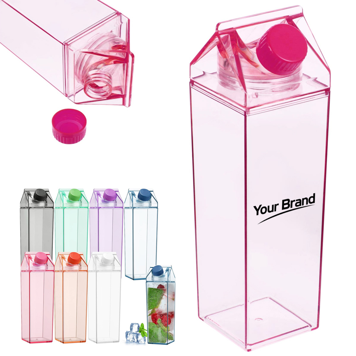 17 oz. Carton Style Water Bottle with Color Lid