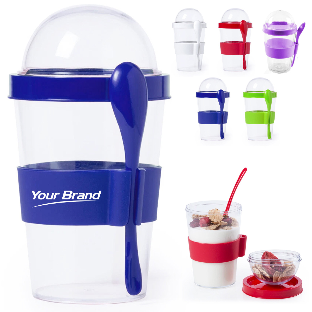 12 oz. Yogurt Cup with Dome Lid and Spoon Holder