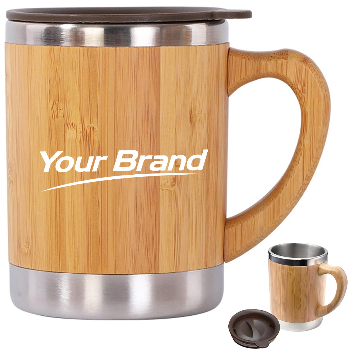 12 oz. Bamboo Stainless Steel Mug with Lid