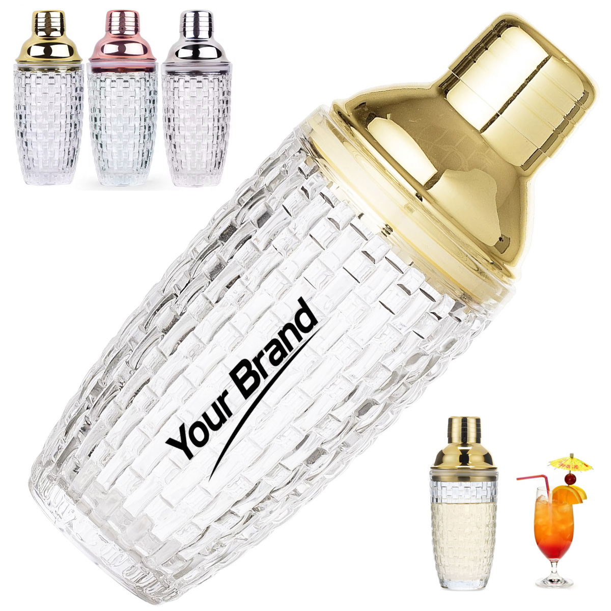 13 oz. Glass Cocktail Shaker with Stainless Steel Lid