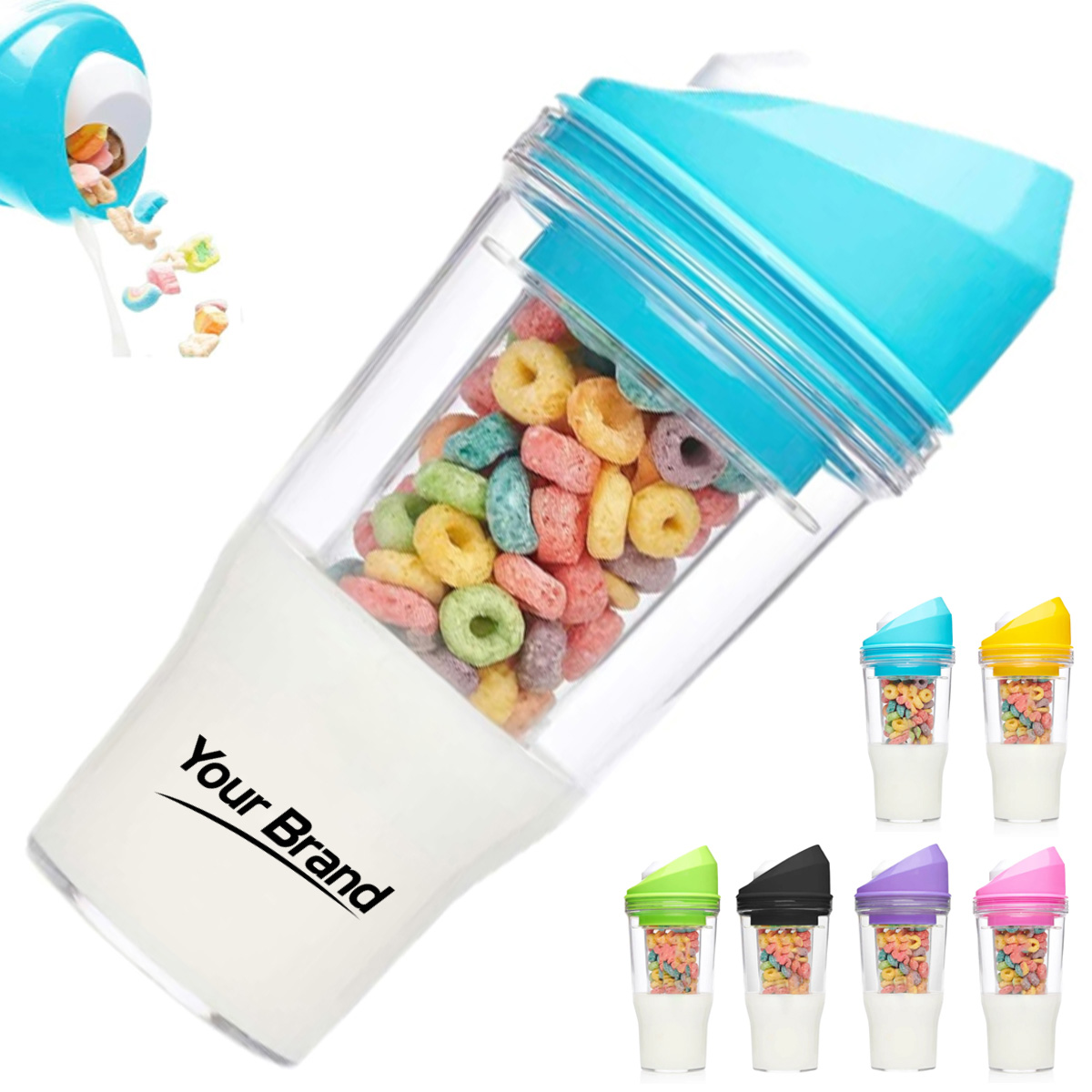 Portable Cereal and Milk Cup with Dual Compartments