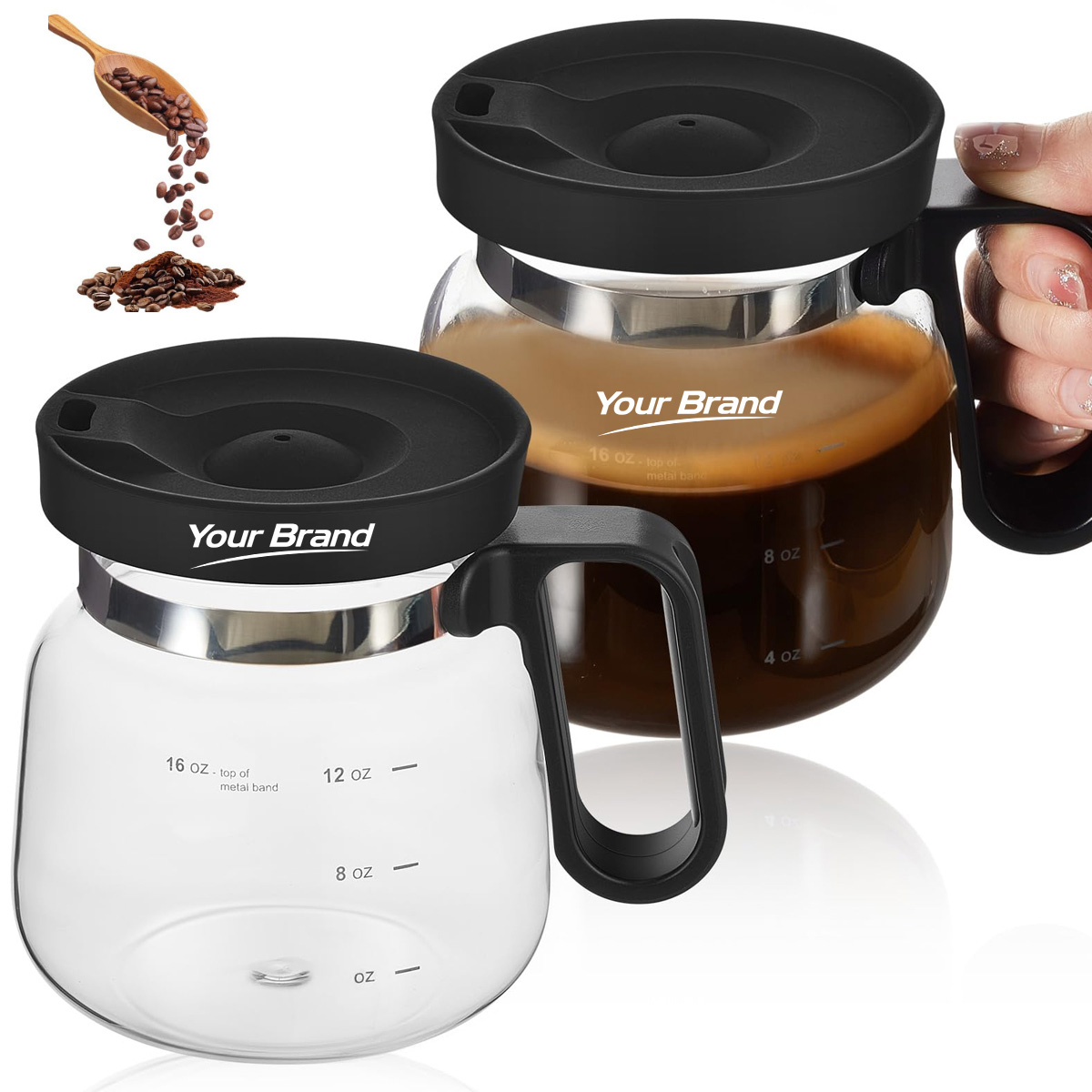 16 oz. Glass Coffee Carafe with Lid and Handle