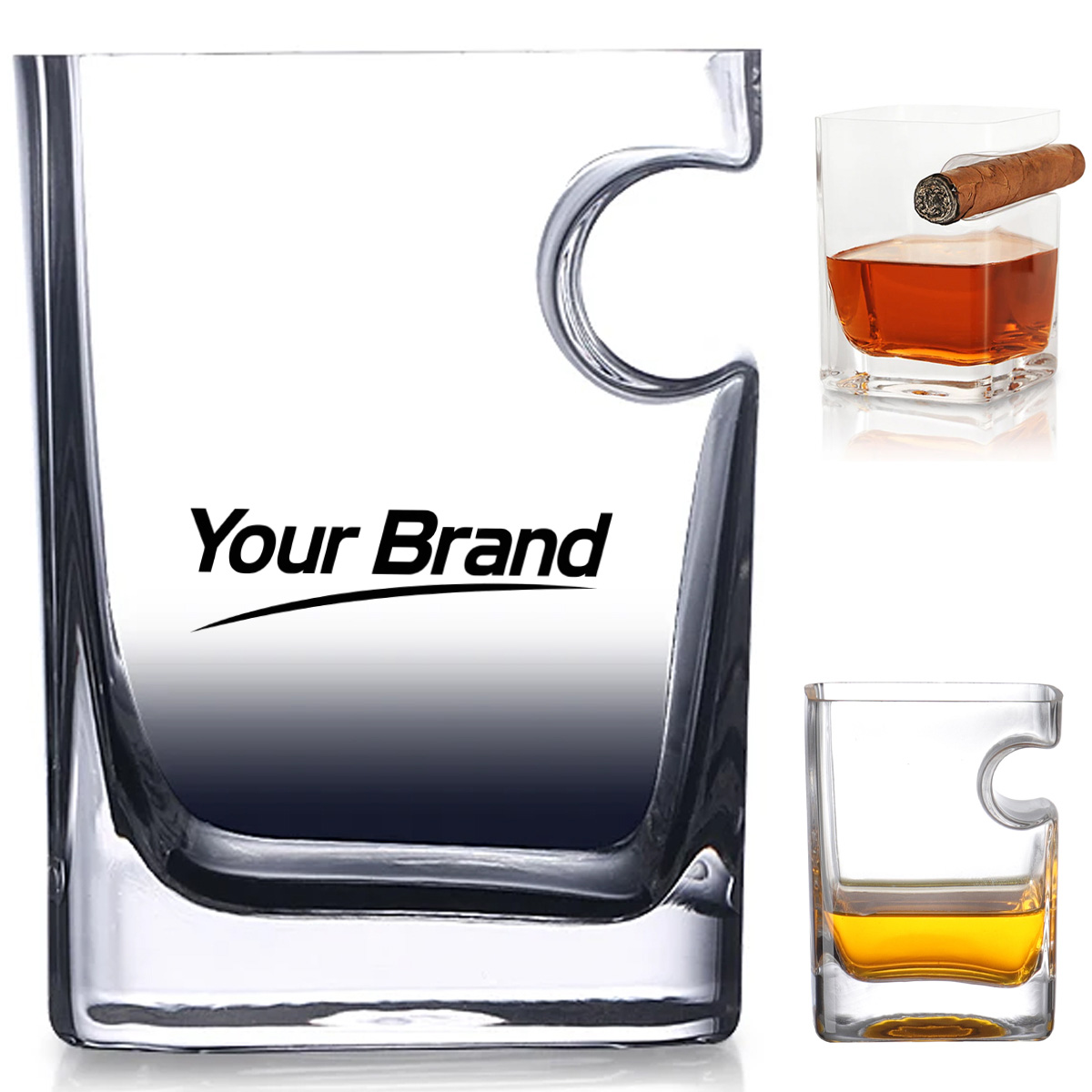 11 oz. Square Wave Whiskey Glass with Modern Grip