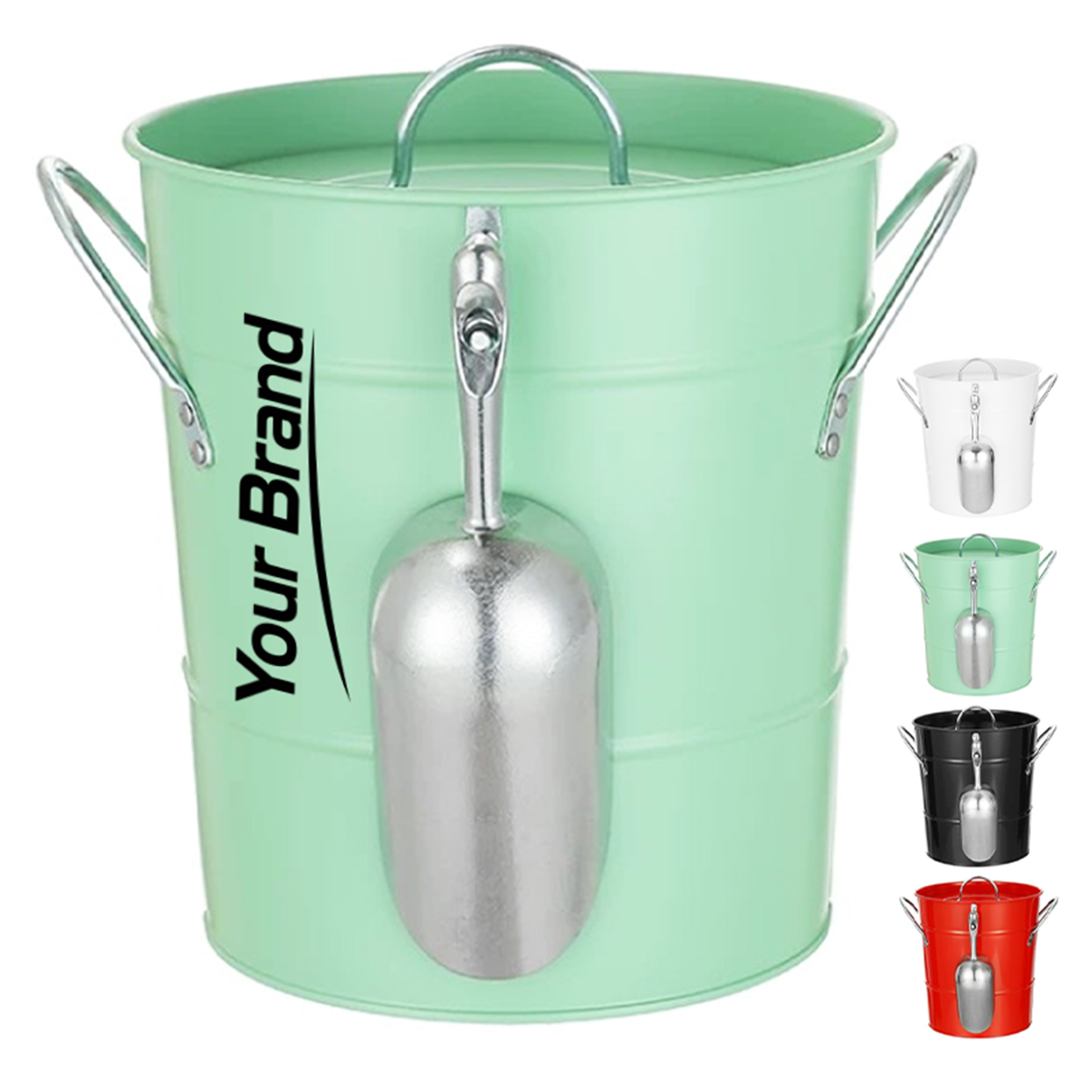 3.5L Metal Ice Bucket with Handle and Scoop