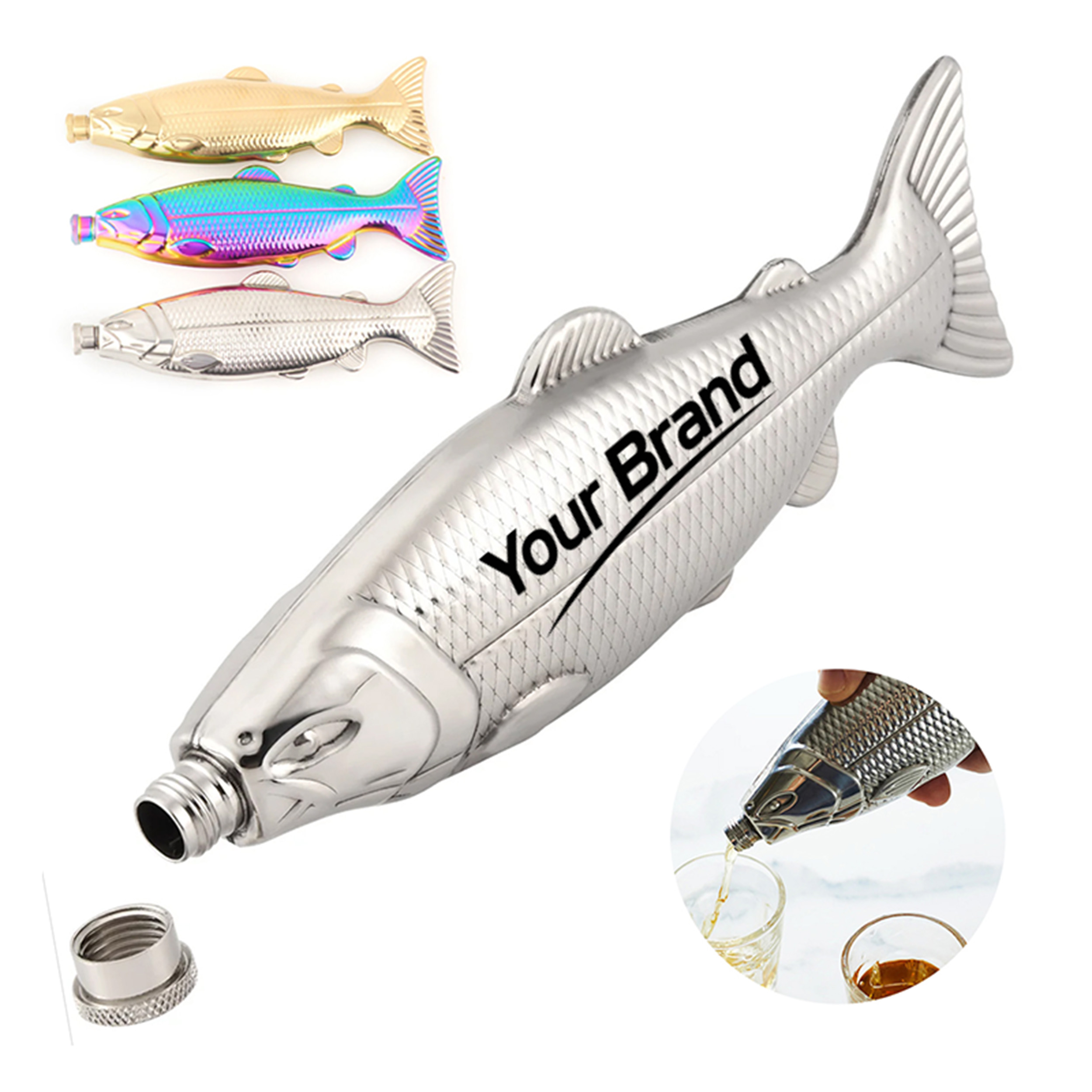 4 oz. Fish Shaped Stainless Steel Liquor Flask
