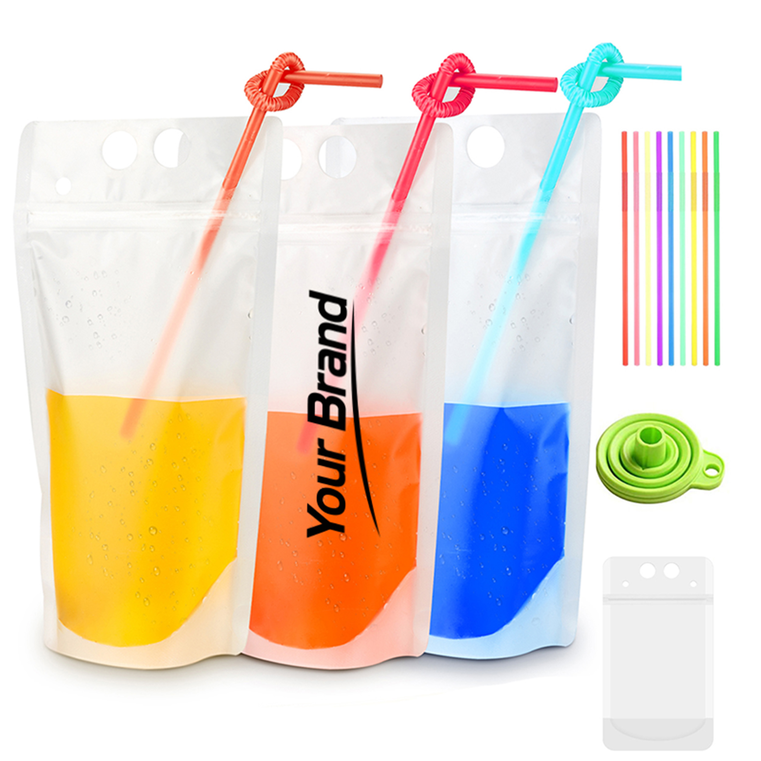 Reusable Drink Pouches with Straws & Funnel