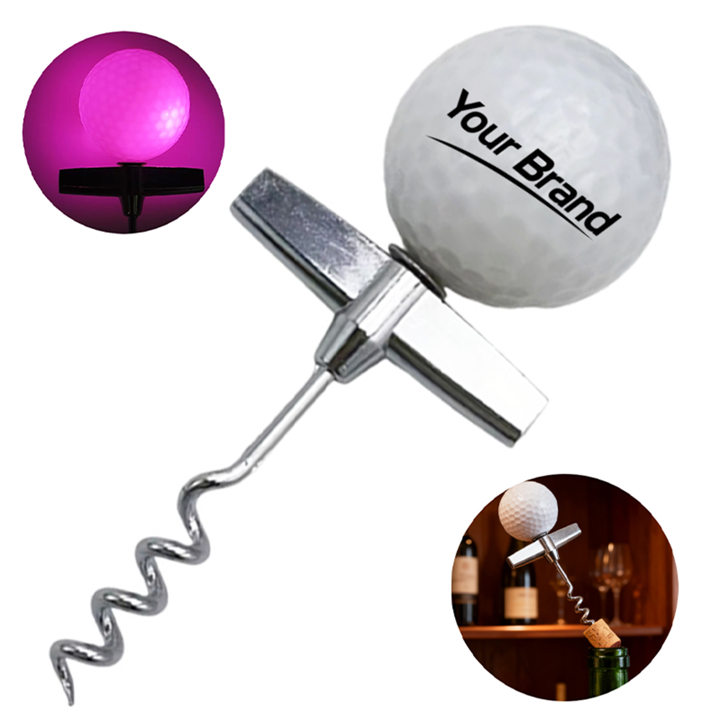 LED Golf Ball Wine Corkscrew Opener