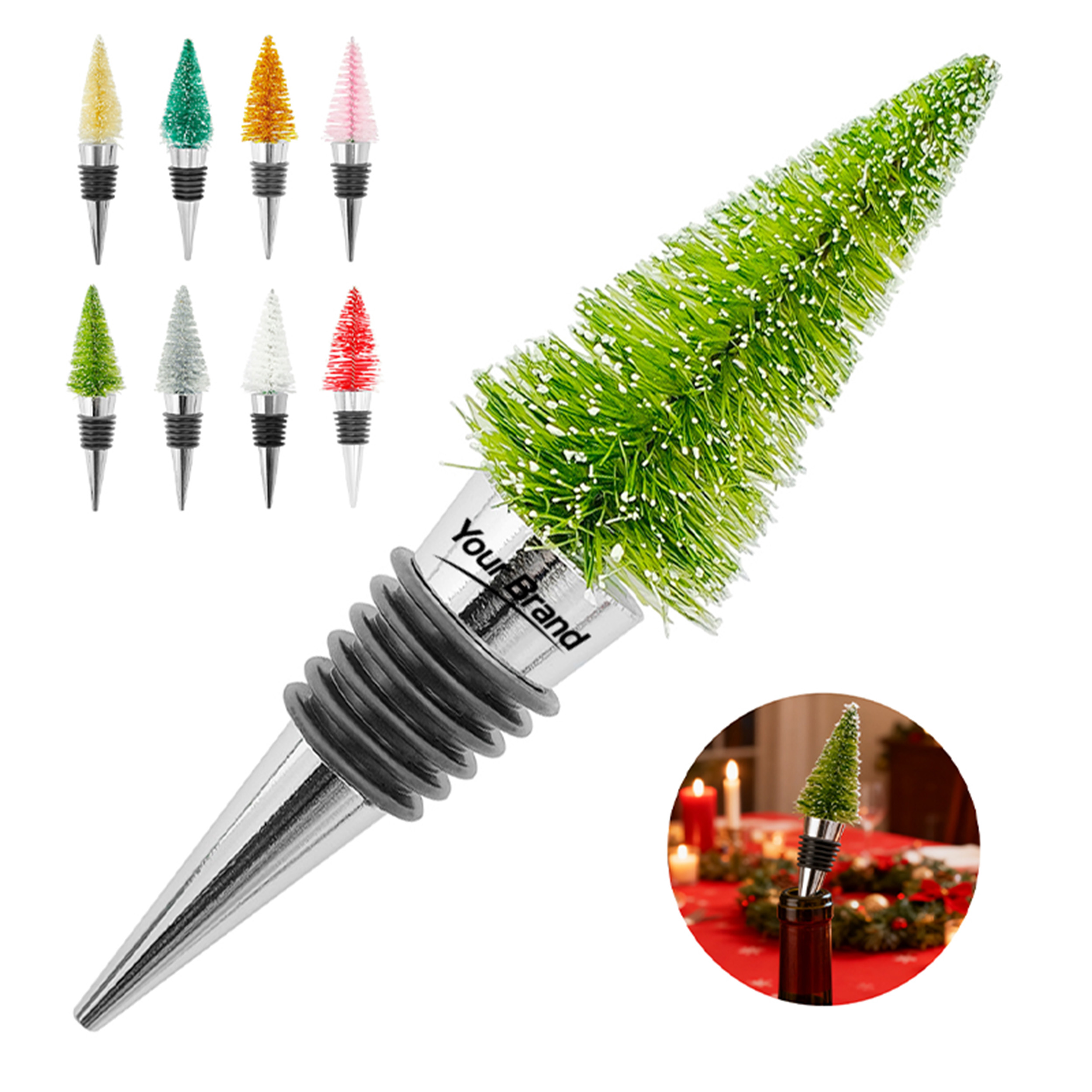 Colorful Christmas Tree Metal Wine Bottle Stopper