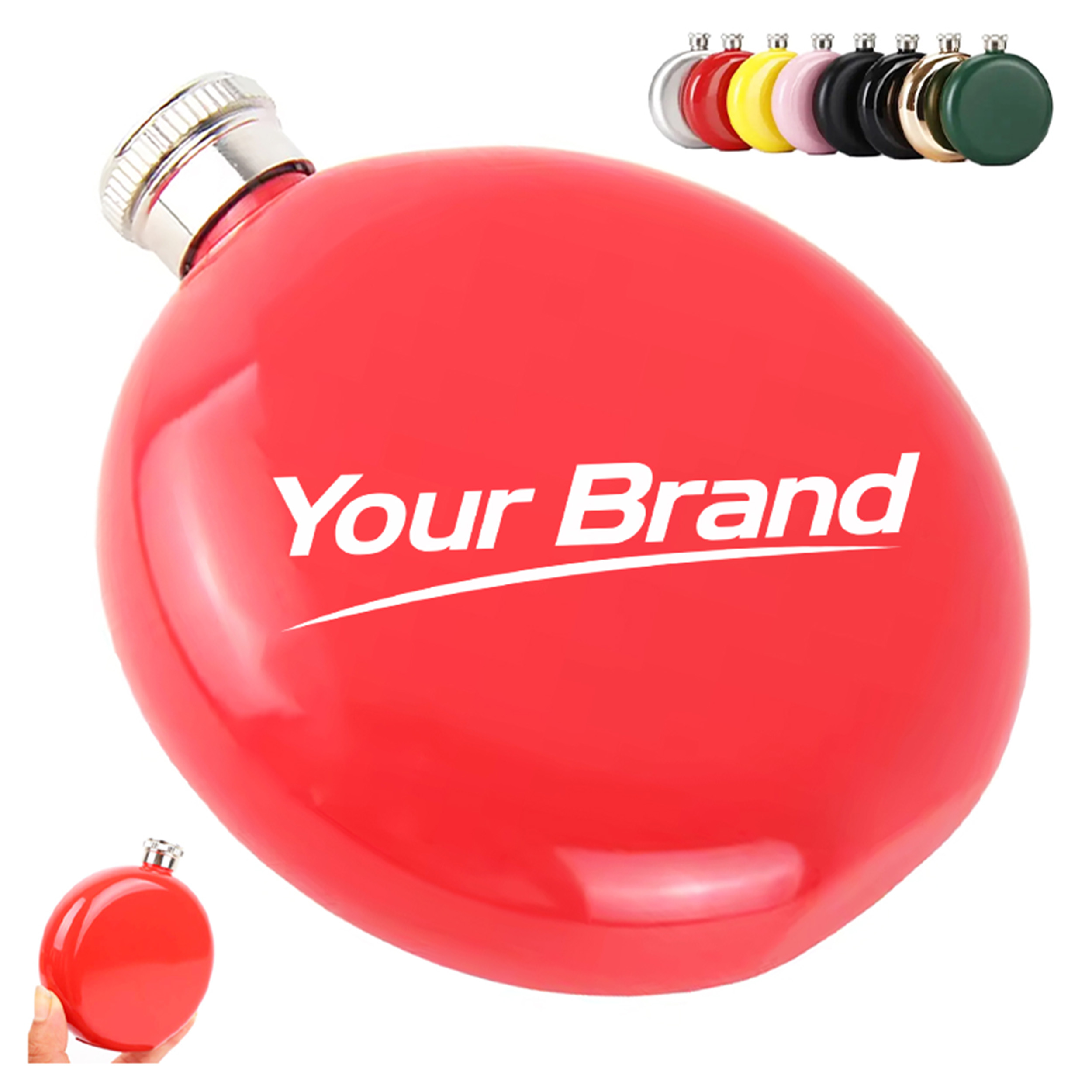6 oz. Colorful Round Stainless Steel Flask with Logo